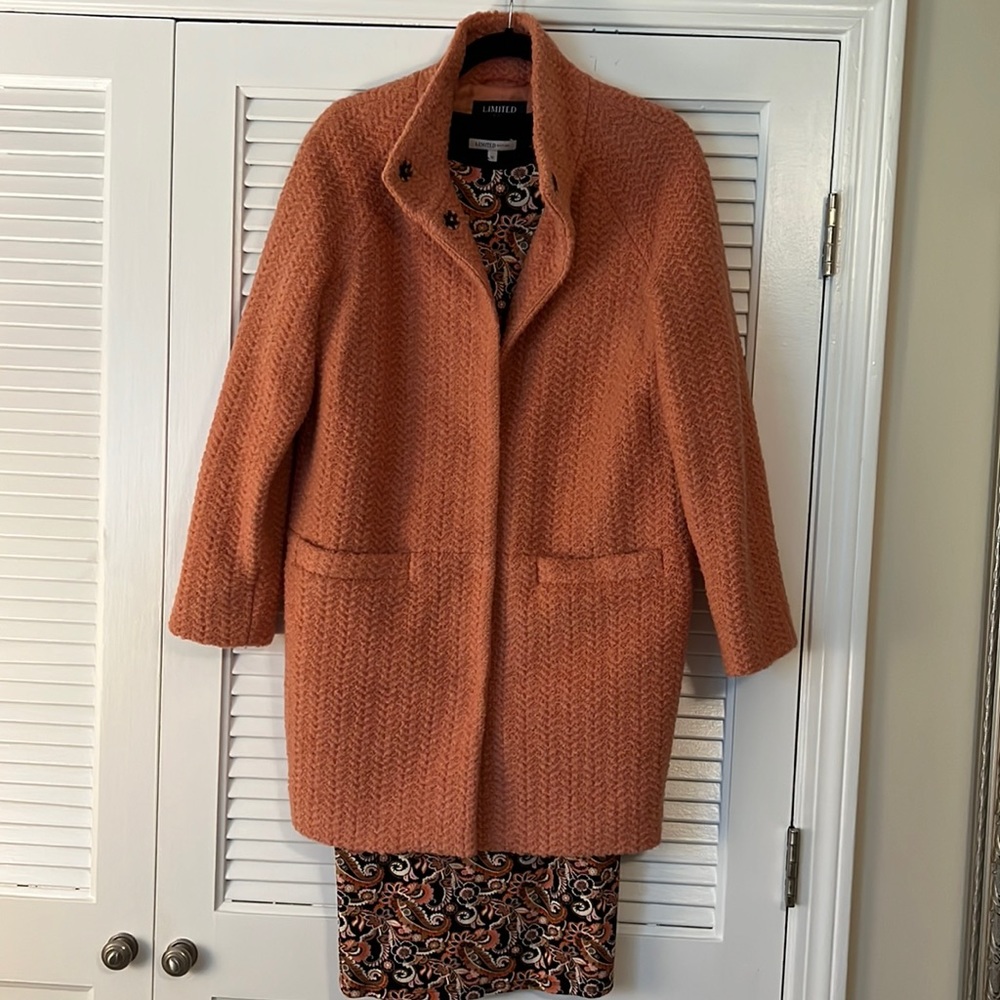 Peach wool and polyester car coat